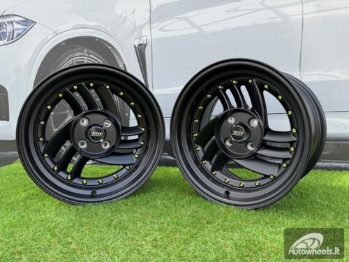  Ratlankis HIRO V1-R Style R15X8.5J 4X100 ET10 73.1 Matt Black with Gold rivets
