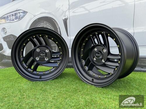  Ratlankis HIRO V1-R Style R15X8.5J 4X100 ET10 73.1 Matt Black with Gold rivets