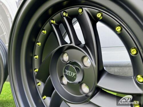 Ratlankis HIRO V1-R Style R15X8.5J 4X100 ET10 73.1 Matt Black with Gold rivets