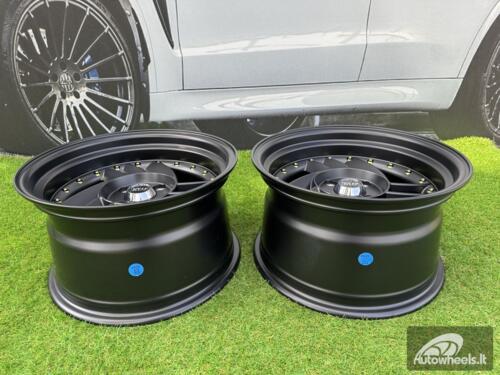  Ratlankis HIRO V1-R Style R15X8.5J 4X100 ET10 73.1 Matt Black with Gold rivets