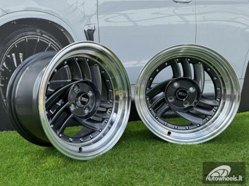  Ratlankis HIRO V1-R Style R15X8.5J 4X100 ET10 73.1 Grey with Diamond cut lip and silver rivets