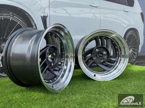  Ratlankis HIRO V1-R Style R15X8.5J 4X100 ET10 73.1 Grey with Diamond cut lip and silver rivets