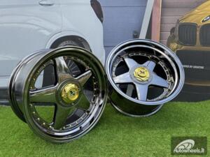  Ratlankis Ferrari Azev Type A Style R17X10J 5X112/5X120 ET15 72.6 Black chrome with gold rivets