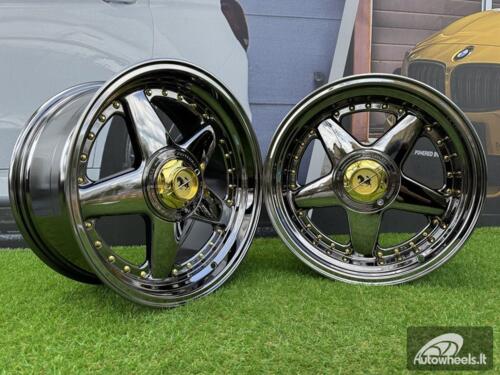  Ratlankis Ferrari Azev Type A Style R17X10J 5X112/5X120 ET15 72.6 Black chrome with gold rivets