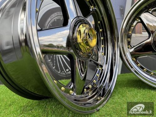  Ratlankis Ferrari Azev Type A Style R17X10J 5X112/5X120 ET15 72.6 Black chrome with gold rivets