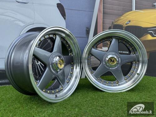  Ratlankis Ferrari Azev Type A Style R17X10J 5X112/5X120 ET15 72.6 Grey with Diamond cut lip and gold rivets