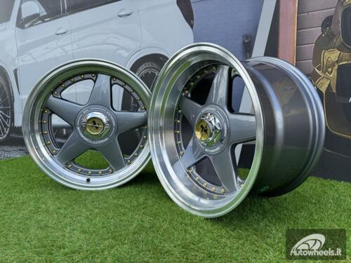  Ratlankis Ferrari Azev Type A Style R17X10J 5X112/5X120 ET15 72.6 Grey with Diamond cut lip and gold rivets