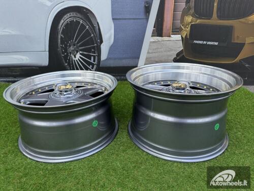  Ratlankis Ferrari Azev Type A Style R17X10J 5X112/5X120 ET15 72.6 Grey with Diamond cut lip and gold rivets