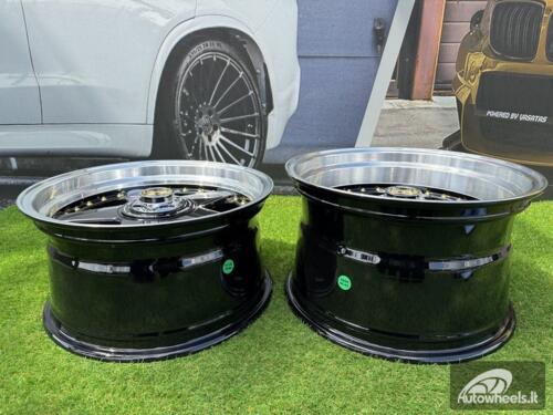  Ratlankis Ferrari Azev Type A Style R17X10J 5X112/5X120 ET15 72.6 Gloss Black with Diamond cut lip and gold Rivets