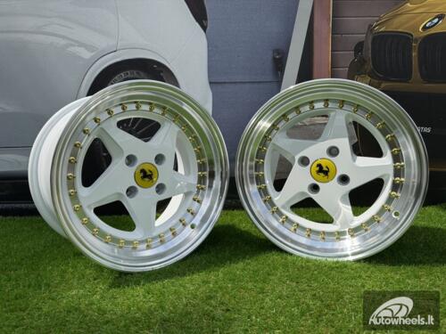 Ratlankis Ferrari 348 Style R15X8.25J 4X100 ET25 73.1 White with Diamond cut lip and gold rivets
