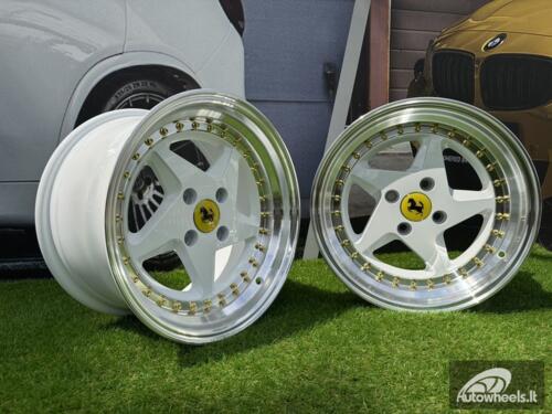 Ratlankis Ferrari 348 Style R15X8.25J 4X100 ET25 73.1 White with Diamond cut lip and gold rivets