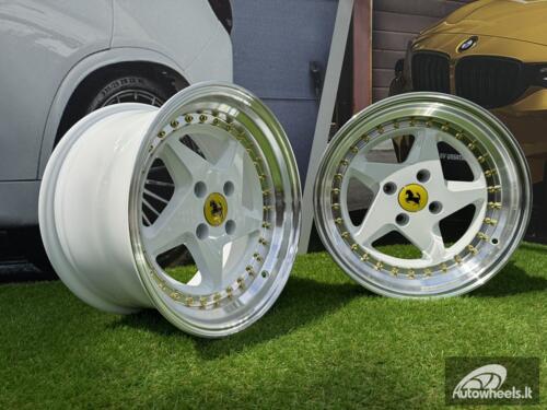 Ratlankis Ferrari 348 Style R15X8.25J 4X100 ET25 73.1 White with Diamond cut lip and gold rivets