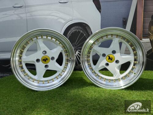 Ratlankis Ferrari 348 Style R15X8.25J 4X100 ET25 73.1 White with Diamond cut lip and gold rivets