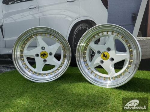 Ratlankis Ferrari 348 Style R15X8.25J 4X100 ET25 73.1 White with Diamond cut lip and gold rivets