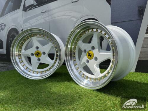 Ratlankis Ferrari 348 Style R15X8.25J 4X100 ET25 73.1 White with Diamond cut lip and gold rivets