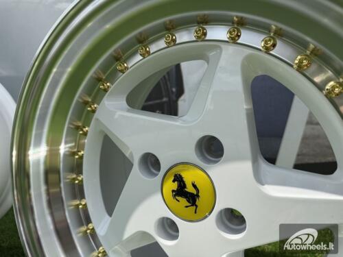 Ratlankis Ferrari 348 Style R15X8.25J 4X100 ET25 73.1 White with Diamond cut lip and gold rivets