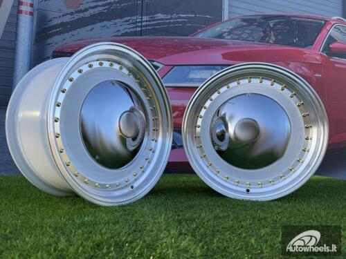 Ratlankis Smoothie Classic Style R17X7.5J 5X100/5X112 ET30 73.1 White with Diamond cut lip and gold rivets