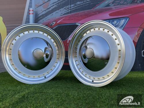 Ratlankis Smoothie Classic Style R17X7.5J 5X100/5X112 ET30 73.1 White with Diamond cut lip and gold rivets