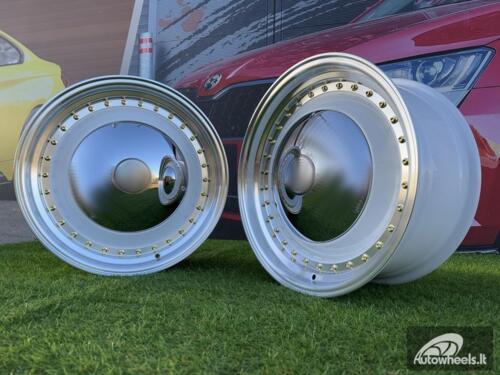 Ratlankis Smoothie Classic Style R17X7.5J 5X100/5X112 ET30 73.1 White with Diamond cut lip and gold rivets