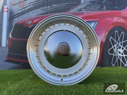 Ratlankis Smoothie Classic Style R17X7.5J 5X100/5X112 ET30 73.1 White with Diamond cut lip and gold rivets