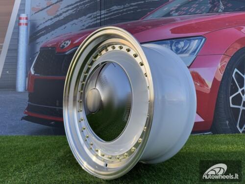 Ratlankis Smoothie Classic Style R17X7.5J 5X100/5X112 ET30 73.1 White with Diamond cut lip and gold rivets