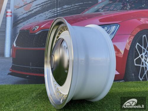 Ratlankis Smoothie Classic Style R17X7.5J 5X100/5X112 ET30 73.1 White with Diamond cut lip and gold rivets