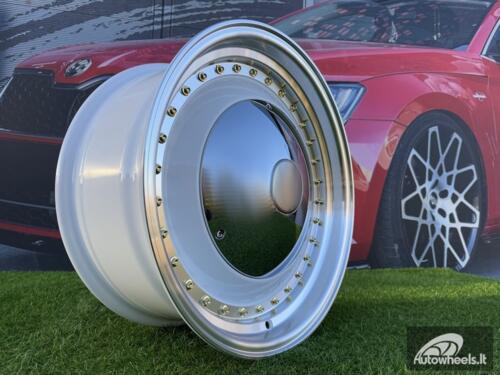 Ratlankis Smoothie Classic Style R17X7.5J 5X100/5X112 ET30 73.1 White with Diamond cut lip and gold rivets