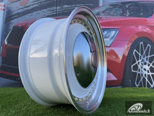 Ratlankis Smoothie Classic Style R17X7.5J 5X100/5X112 ET30 73.1 White with Diamond cut lip and gold rivets