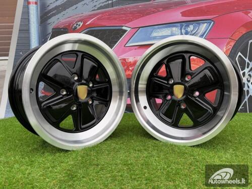 Ratlankis Porsche Fuchs Style R16X7J 5X130 ET23.3 71.6 Gloss Black with Milled Lip