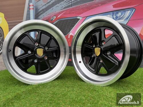 Ratlankis Porsche Fuchs Style R16X7J 5X130 ET23.3 71.6 Gloss Black with Milled Lip