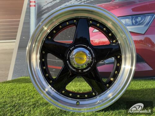 Ratlankis Ferrari Azev Type A Style R17X8.5J 8X100/108 ET25 73.1 Black with Gold Rivets