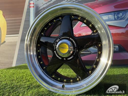 Ratlankis Ferrari Azev Type A Style R17X8.5J 8X100/108 ET25 73.1 Black with Gold Rivets