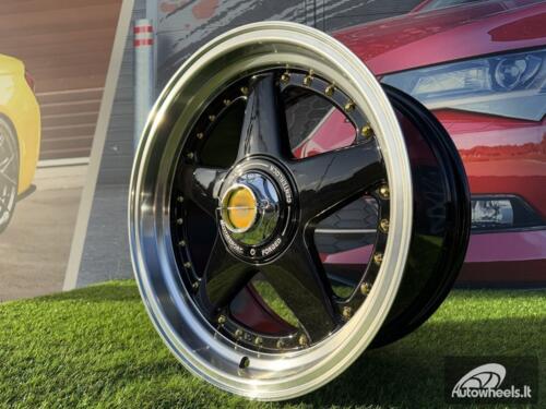 Ratlankis Ferrari Azev Type A Style R17X8.5J 8X100/108 ET25 73.1 Black with Gold Rivets