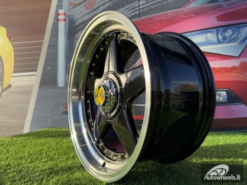 Ratlankis Ferrari Azev Type A Style R17X8.5J 8X100/108 ET25 73.1 Black with Gold Rivets