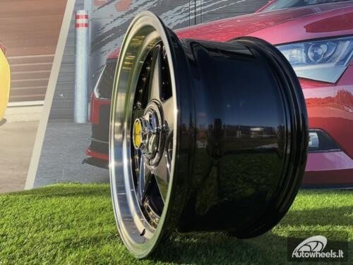 Ratlankis Ferrari Azev Type A Style R17X8.5J 8X100/108 ET25 73.1 Black with Gold Rivets