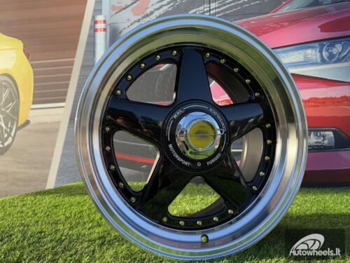 Ratlankis Ferrari Azev Type A Style R17X8.5J 8X100/108 ET25 73.1 Black with Gold Rivets