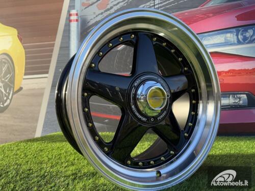 Ratlankis Ferrari Azev Type A Style R17X8.5J 8X100/108 ET25 73.1 Black with Gold Rivets