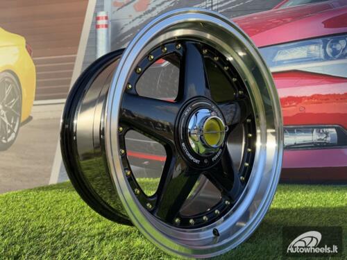 Ratlankis Ferrari Azev Type A Style R17X8.5J 8X100/108 ET25 73.1 Black with Gold Rivets