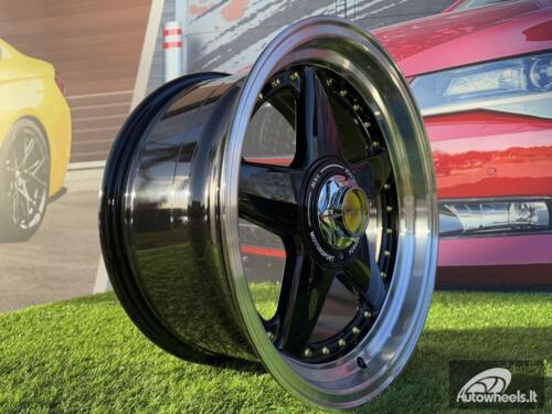 Ratlankis Ferrari Azev Type A Style R17X8.5J 8X100/108 ET25 73.1 Black with Gold Rivets