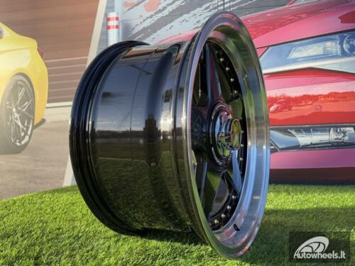 Ratlankis Ferrari Azev Type A Style R17X8.5J 8X100/108 ET25 73.1 Black with Gold Rivets