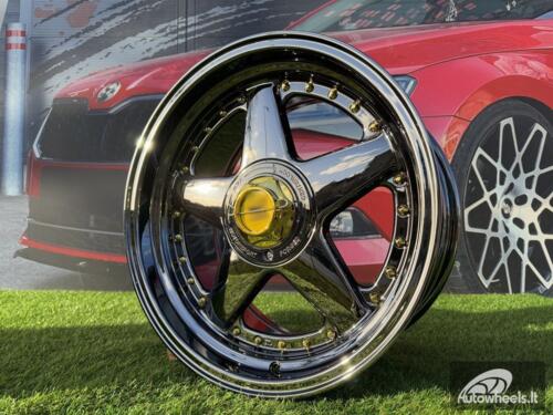 Ratlankis Ferrari Azev Type A Style R17X8.5J 4X100/5X100 ET25 73.1 Black Chrome with Gold Rivets