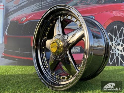 Ratlankis Ferrari Azev Type A Style R17X8.5J 4X100/5X100 ET25 73.1 Black Chrome with Gold Rivets