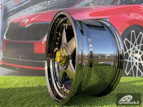 Ratlankis Ferrari Azev Type A Style R17X8.5J 4X100/5X100 ET25 73.1 Black Chrome with Gold Rivets