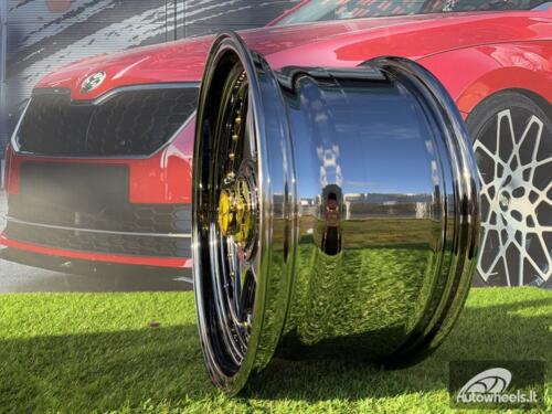 Ratlankis Ferrari Azev Type A Style R17X8.5J 4X100/5X100 ET25 73.1 Black Chrome with Gold Rivets