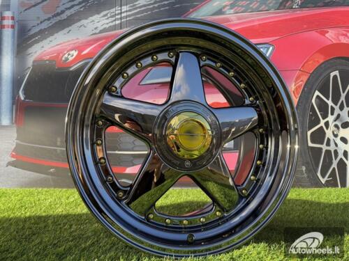 Ratlankis Ferrari Azev Type A Style R17X8.5J 4X100/5X100 ET25 73.1 Black Chrome with Gold Rivets