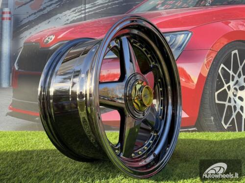 Ratlankis Ferrari Azev Type A Style R17X8.5J 4X100/5X100 ET25 73.1 Black Chrome with Gold Rivets