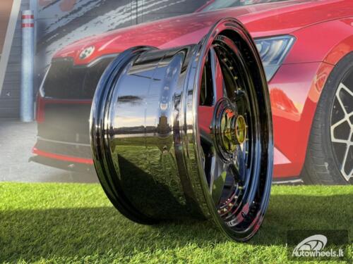 Ratlankis Ferrari Azev Type A Style R17X8.5J 4X100/5X100 ET25 73.1 Black Chrome with Gold Rivets