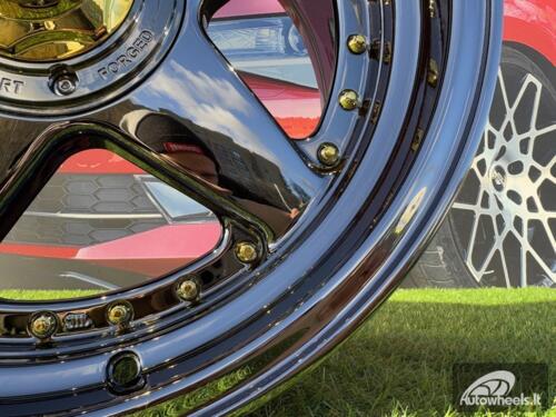 Ratlankis Ferrari Azev Type A Style R17X8.5J 4X100/5X100 ET25 73.1 Black Chrome with Gold Rivets