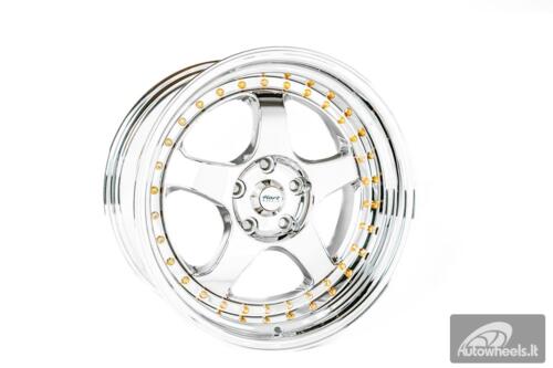 Ratlankis HART HR99 R18X9J 5X120 ET22 CB:72.6 Vacuum Chrome and golden rivets