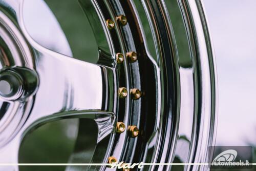 Ratlankis HART HR99 R18X10J 5X120 ET22 CB:72.6 Vacuum Chrome and golden rivets